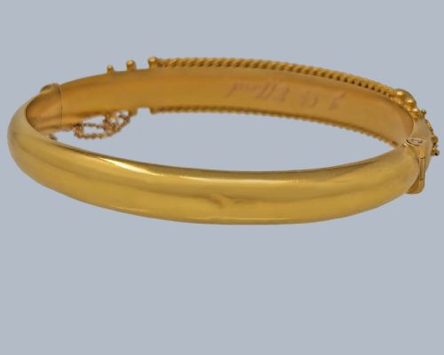 EDWARDIAN 15CT GOLD FOLIATE BANGLE ANTIQUE BRACELET CHESTER 1907 ORNATE BANGLE - ADDITIONAL PHOTO 8