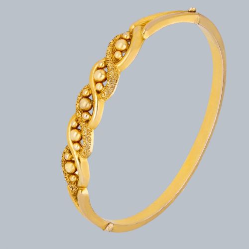 VICTORIAN ORNATE BANGLE 9CT GOLD HALLMARKED 1886 ANTIQUE ROPE TWIST BRACELET - ADDITIONAL PHOTO 1
