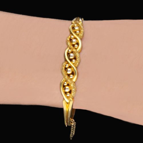 VICTORIAN ORNATE BANGLE 9CT GOLD HALLMARKED 1886 ANTIQUE ROPE TWIST BRACELET - ADDITIONAL PHOTO 2