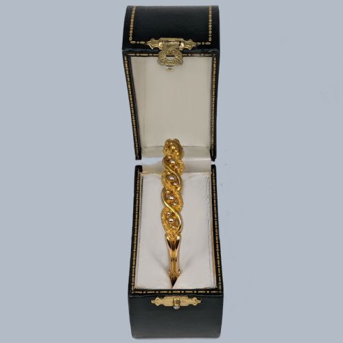 VICTORIAN ORNATE BANGLE 9CT GOLD HALLMARKED 1886 ANTIQUE ROPE TWIST BRACELET - ADDITIONAL PHOTO 3