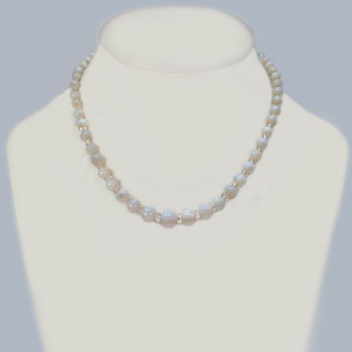 VINTAGE OPAL BEAD AND ROCK CRYSTAL NECKLACE WITH 9CT WHITE GOLD CLASP 192030S - ADDITIONAL PHOTO 1