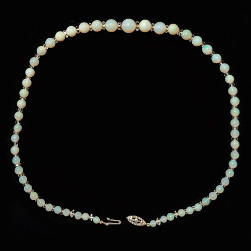 VINTAGE OPAL BEAD AND ROCK CRYSTAL NECKLACE WITH 9CT WHITE GOLD CLASP 192030S - ADDITIONAL PHOTO 2