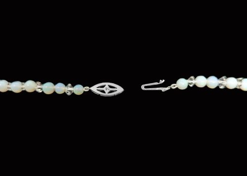 VINTAGE OPAL BEAD AND ROCK CRYSTAL NECKLACE WITH 9CT WHITE GOLD CLASP 192030S - ADDITIONAL PHOTO 3