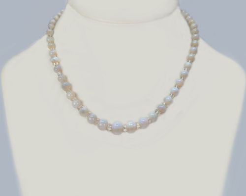 VINTAGE OPAL BEAD AND ROCK CRYSTAL NECKLACE WITH 9CT WHITE GOLD CLASP 192030S - ADDITIONAL PHOTO 5