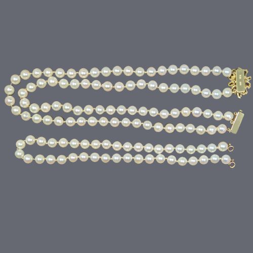 fig 1. Vintage Pearl Necklace 14ct Gold Cluster Clasp Single/Double/Triple Strand 1960s