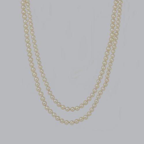 VINTAGE CROPP AND FARR LONG PEARL NECKLACE 50 SINGLE STRAND 9CT GOLD CLASP HALLMARKED 1967 - ADDITIONAL PHOTO 3