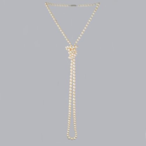 VINTAGE CROPP AND FARR LONG PEARL NECKLACE 50 SINGLE STRAND 9CT GOLD CLASP HALLMARKED 1967 - ADDITIONAL PHOTO 6