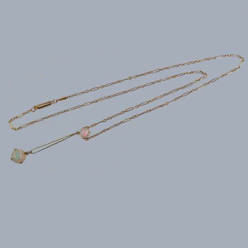 antique opal necklace 15ct gold art deco lavaliere pendant ca 192030s with box - CATEGORY: ANTIQUE JEWELLERY - DATED 1920