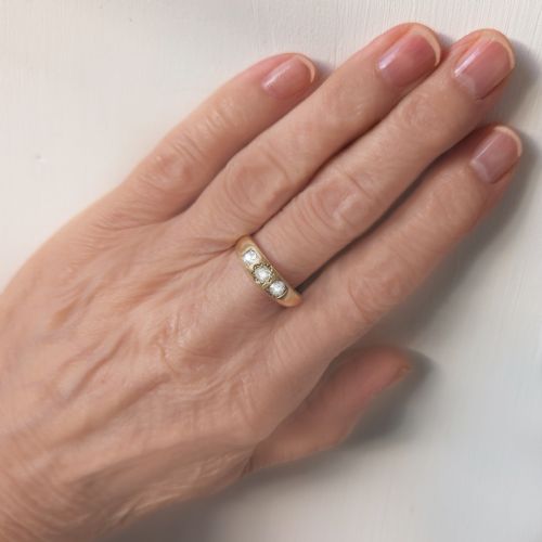 VICTORIAN 18CT GOLD 060CT OLD CUT DIAMOND GYPSY TRILOGY RING ANTIQUE HALLMARKED LONDON 1896 - ADDITIONAL PHOTO 15