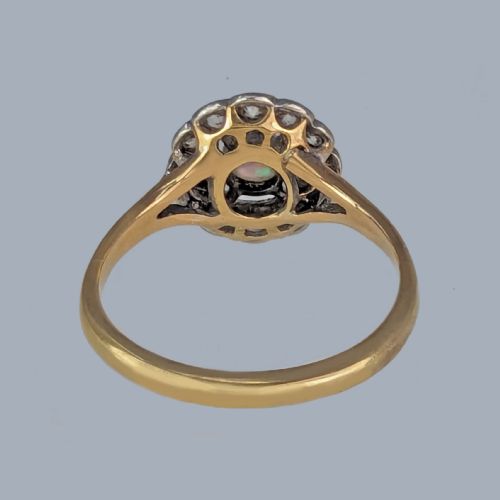 ANTIQUE OPAL DIAMOND CLUSTER RING 18CT GOLD EDWARDIAN RING - ADDITIONAL PHOTO 4