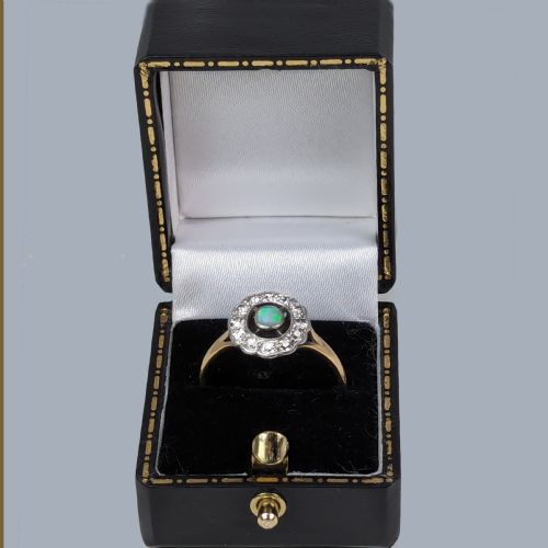 ANTIQUE OPAL DIAMOND CLUSTER RING 18CT GOLD EDWARDIAN RING - ADDITIONAL PHOTO 5