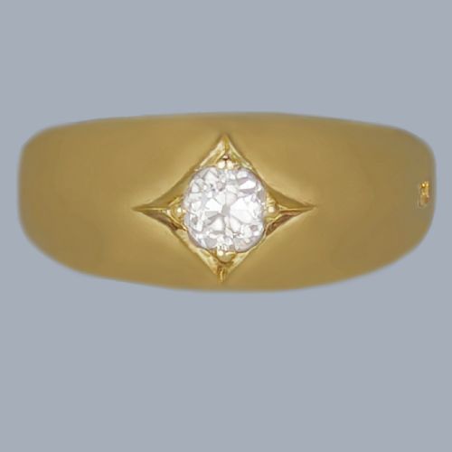 victorian solitaire diamond gypsy ring single stone engagement ring london 1886 - CATEGORY: ANTIQUE JEWELLERY - DATED VICTORIAN
