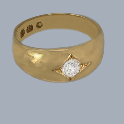VICTORIAN SOLITAIRE DIAMOND GYPSY RING SINGLE STONE ENGAGEMENT RING LONDON 1886 - ADDITIONAL PHOTO 2