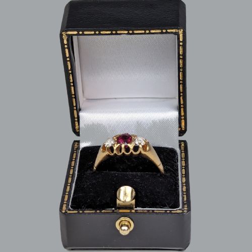 EDWARDIAN SAPPHIRE AND DIAMOND CLUSTER RING 18CT GOLD ANTIQUE FLOWERHEAD RING - ADDITIONAL PHOTO 9