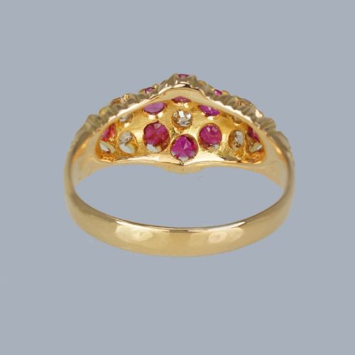 18CT GOLD ANTIQUE RUBY DIAMOND RING VINTAGE CLUSTER RING HALLMARKED CHESTER 1912 - ADDITIONAL PHOTO 5