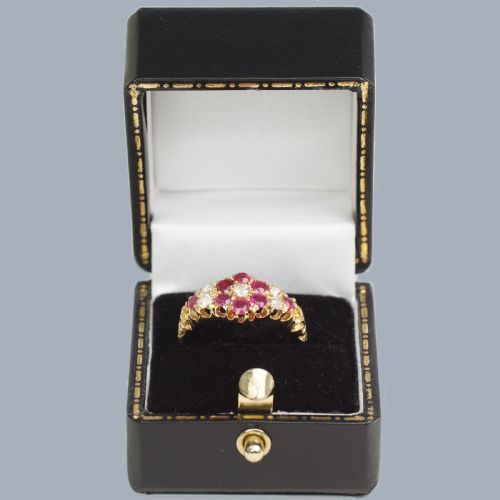 18CT GOLD ANTIQUE RUBY DIAMOND RING VINTAGE CLUSTER RING HALLMARKED CHESTER 1912 - ADDITIONAL PHOTO 6