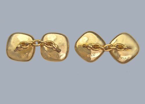 EDWARDIAN MOTHER OF PEARL DIAMOND CUFFLINKS 18CT GOLD AND PLATINUM ANTIQUE CUFFLINKS - ADDITIONAL PHOTO 3