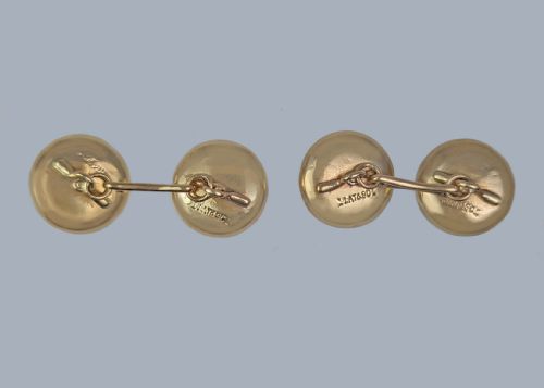 ART DECO MOTHER OF PEARL AND RUBY CUFFLINKS 9CT GOLD PLATINUM ANTIQUE CUFFLINKS - ADDITIONAL PHOTO 2