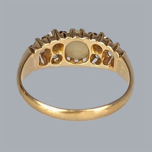VICTORIAN OPAL AND DIAMOND RING 18CT GOLD HALLMARKED CHESTER 1897 ANTIQUE RING - ADDITIONAL PHOTO 6