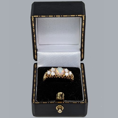 VICTORIAN OPAL AND DIAMOND RING 18CT GOLD HALLMARKED CHESTER 1897 ANTIQUE RING - ADDITIONAL PHOTO 7