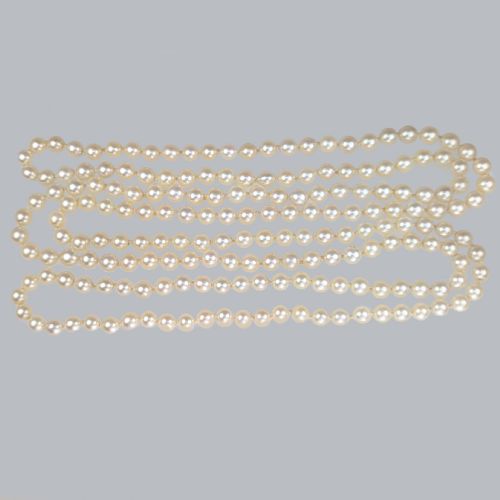 SINGLE STRAND VERY LONG PEARL NECKLACE 54 VINTAGE 1960S TRIPLE DOUBLE SAUTOIR - ADDITIONAL PHOTO 6