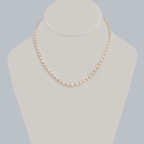 ART DECO PEARL NECKLACE DIAMOND CLASP WITH GEM LAB CERTIFICATE SINGLE STRAND - ADDITIONAL PHOTO 1