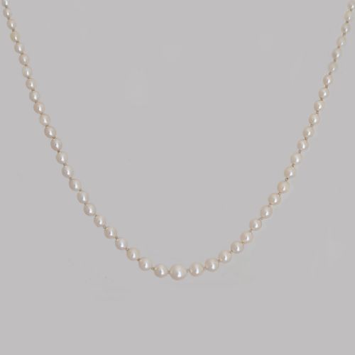 ART DECO PEARL NECKLACE DIAMOND CLASP WITH GEM LAB CERTIFICATE SINGLE STRAND - ADDITIONAL PHOTO 4