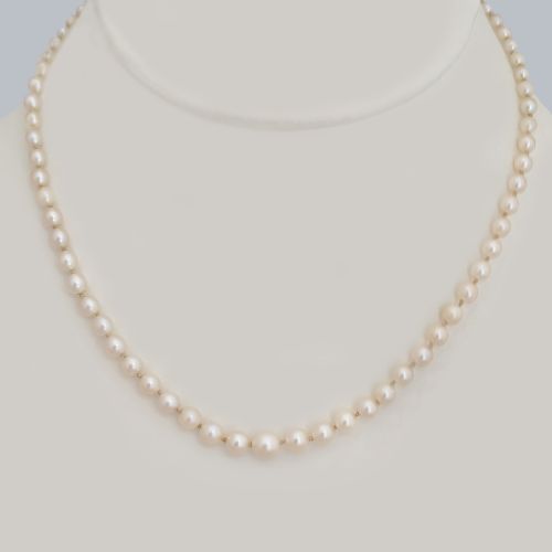 ART DECO PEARL NECKLACE DIAMOND CLASP WITH GEM LAB CERTIFICATE SINGLE STRAND - ADDITIONAL PHOTO 6