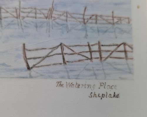 VINTAGE HAND PAINTED DECORATIVE WALL TILE THE WATERING PLACE SHIPLAKE 1930S AFW - ADDITIONAL PHOTO 2