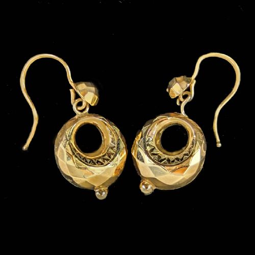 VICTORIAN 9CT GOLD DROP EARRINGS ANTIQUE ETRUSCAN REVIVAL ORNATE DANGLE EARRINGS - ADDITIONAL PHOTO 1
