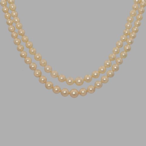 EDWARDIAN PEARL NECKLACE DIAMOND CLASP ANTIQUE TWO ROW PEARLS WITH GEM CERTIFICATE - ADDITIONAL PHOTO 3