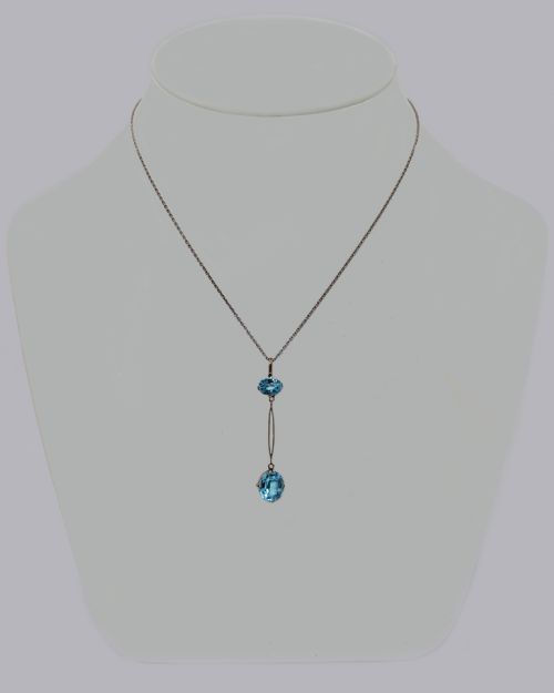 ANTIQUE AQUAMARINE 9CT GOLD PENDANT EDWARDIAN DROP PENDANT VINTAGE CIRCA 1910 - ADDITIONAL PHOTO 1