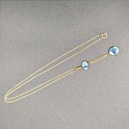ANTIQUE AQUAMARINE 9CT GOLD PENDANT EDWARDIAN DROP PENDANT VINTAGE CIRCA 1910 - ADDITIONAL PHOTO 2