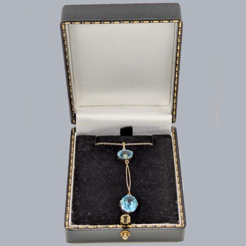 ANTIQUE AQUAMARINE 9CT GOLD PENDANT EDWARDIAN DROP PENDANT VINTAGE CIRCA 1910 - ADDITIONAL PHOTO 3