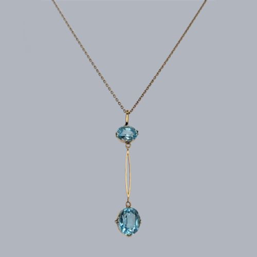 ANTIQUE AQUAMARINE 9CT GOLD PENDANT EDWARDIAN DROP PENDANT VINTAGE CIRCA 1910 - ADDITIONAL PHOTO 4