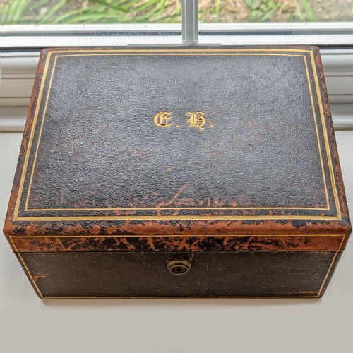 VICTORIAN PARKINS GOTTO JEWELLERY BOX ANTIQUE LEATHER CHEST LONDON CIRCA 1870 - ADDITIONAL PHOTO 1