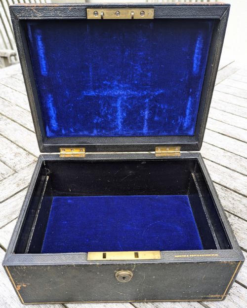 VICTORIAN PARKINS GOTTO JEWELLERY BOX ANTIQUE LEATHER CHEST LONDON CIRCA 1870 - ADDITIONAL PHOTO 2