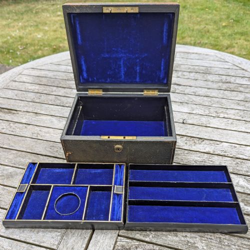 VICTORIAN PARKINS GOTTO JEWELLERY BOX ANTIQUE LEATHER CHEST LONDON CIRCA 1870 - ADDITIONAL PHOTO 5