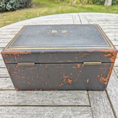VICTORIAN PARKINS GOTTO JEWELLERY BOX ANTIQUE LEATHER CHEST LONDON CIRCA 1870 - ADDITIONAL PHOTO 9