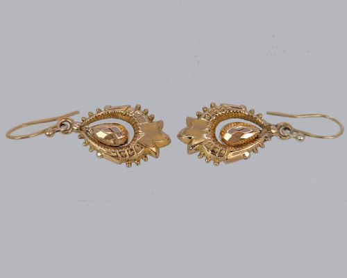 VICTORIAN 9CT GOLD DANGLE EARRINGS ANTIQUE ORNATE ARTICULATED 15 DROP EARRINGS - ADDITIONAL PHOTO 5
