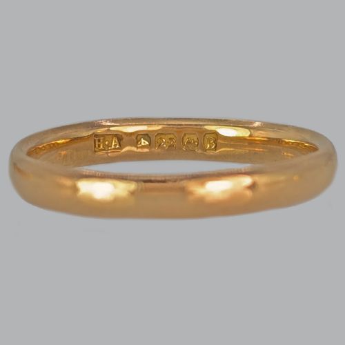 VINTAGE 22CT GOLD WEDDING RING BIRMINGHAM 1926 COURT SHAPED 3 GRAMS SIZE N - ADDITIONAL PHOTO 2