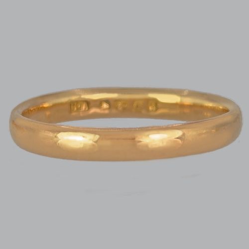 VINTAGE 22CT GOLD WEDDING RING BIRMINGHAM 1926 COURT SHAPED 3 GRAMS SIZE N - ADDITIONAL PHOTO 3