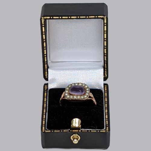 VICTORIAN AMETHYST AND PEARL RING 18CT ROSE GOLD ANTIQUE CLUSTER RING CIRCA 1890 - ADDITIONAL PHOTO 14