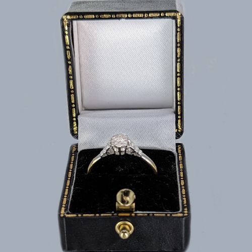 ANTIQUE DIAMOND SOLITAIRE 18CT GOLD PLATINUM 1920S VINTAGE ENGAGEMENT RING - ADDITIONAL PHOTO 4