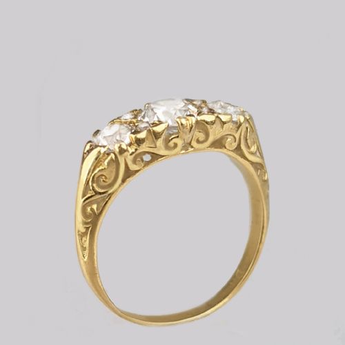 VICTORIAN TRILOGY RING OLD CUT DIAMOND 18CT GOLD ANTIQUE ENGAGEMENT RING 140CT - ADDITIONAL PHOTO 4