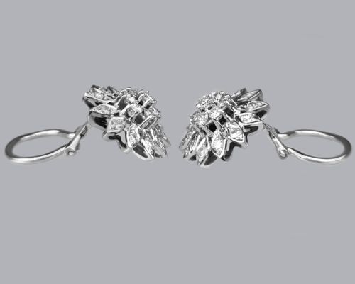 VINTAGE DIAMOND EARRINGS 18CT GOLD FLORAL CLUSTER 15CT DIAMOND DAISY EARRINGS - ADDITIONAL PHOTO 6