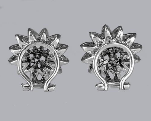 VINTAGE DIAMOND EARRINGS 18CT GOLD FLORAL CLUSTER 15CT DIAMOND DAISY EARRINGS - ADDITIONAL PHOTO 7