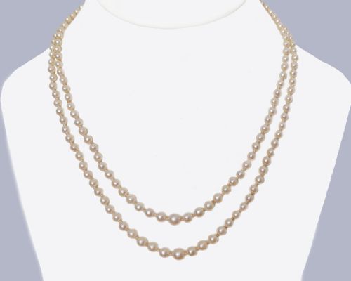 VINTAGE DOUBLE STRAND PEARL NECKLACE MARCASITE CLASP 22 TWO ROW PEARLS 1950S - ADDITIONAL PHOTO 7