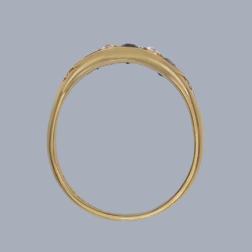 ANTIQUE SAPPHIRE DIAMOND RING 18CT GOLD VICTORIAN BATEAU OLD CUT DIAMOND RING - ADDITIONAL PHOTO 8