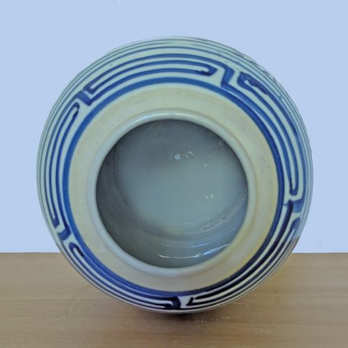 ANTIQUE CHINESE GINGER JAR BLUE WHITE DOUBLE HAPPINESS MARRIAGE JAR AND LID 24CM - ADDITIONAL PHOTO 4